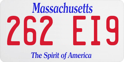MA license plate 262EI9