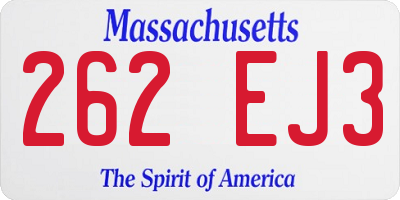MA license plate 262EJ3