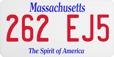 MA license plate 262EJ5