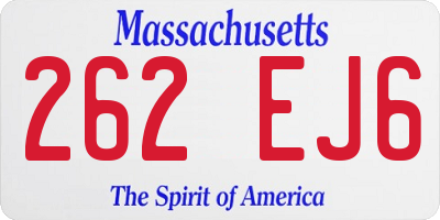 MA license plate 262EJ6