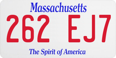 MA license plate 262EJ7