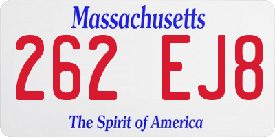 MA license plate 262EJ8