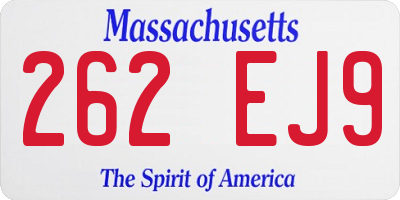 MA license plate 262EJ9