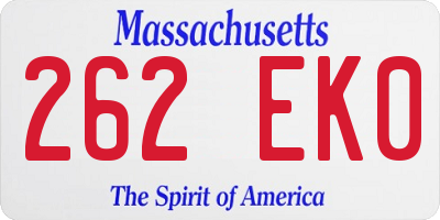 MA license plate 262EK0