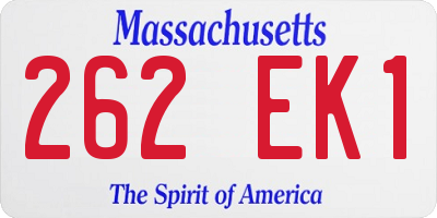 MA license plate 262EK1