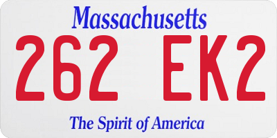 MA license plate 262EK2
