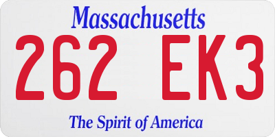 MA license plate 262EK3