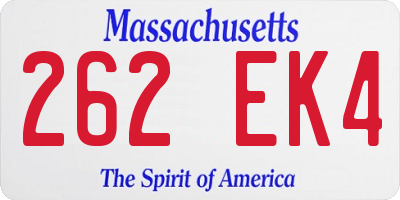 MA license plate 262EK4