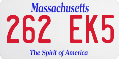 MA license plate 262EK5