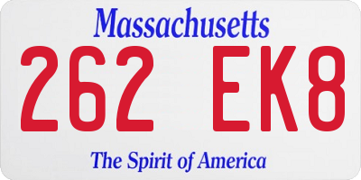 MA license plate 262EK8