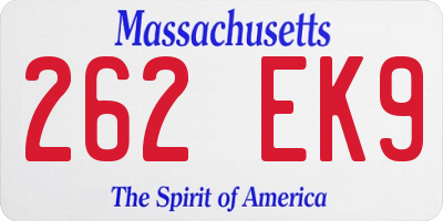 MA license plate 262EK9