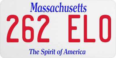 MA license plate 262EL0