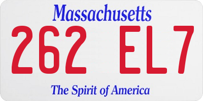 MA license plate 262EL7