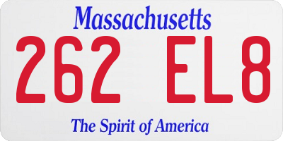 MA license plate 262EL8