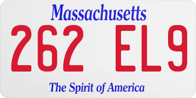 MA license plate 262EL9