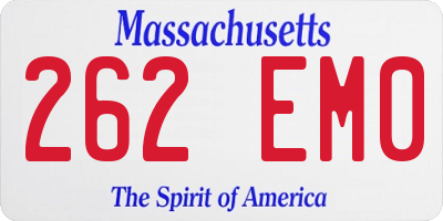 MA license plate 262EM0