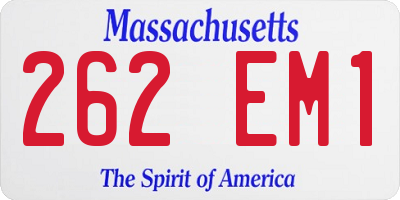 MA license plate 262EM1