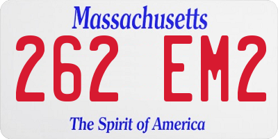 MA license plate 262EM2