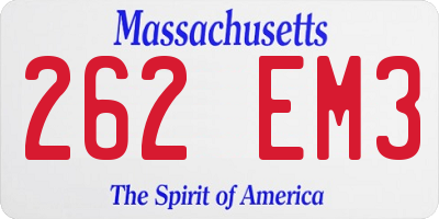 MA license plate 262EM3