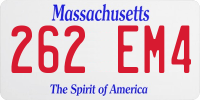 MA license plate 262EM4