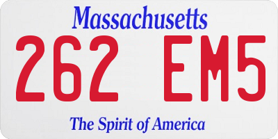 MA license plate 262EM5