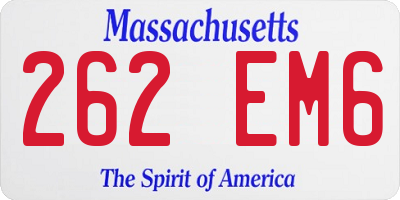 MA license plate 262EM6