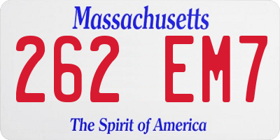 MA license plate 262EM7