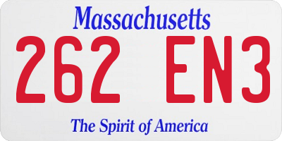 MA license plate 262EN3