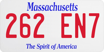 MA license plate 262EN7