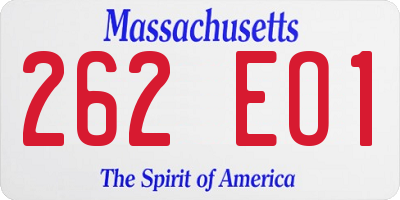 MA license plate 262EO1