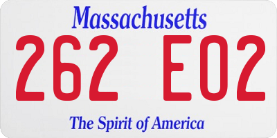 MA license plate 262EO2