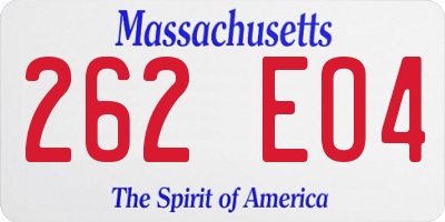 MA license plate 262EO4
