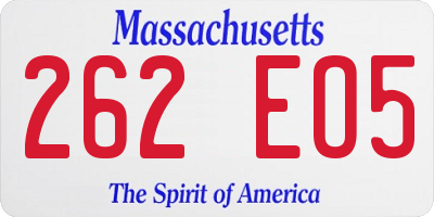 MA license plate 262EO5