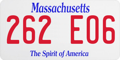 MA license plate 262EO6