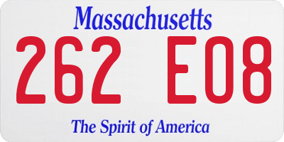 MA license plate 262EO8