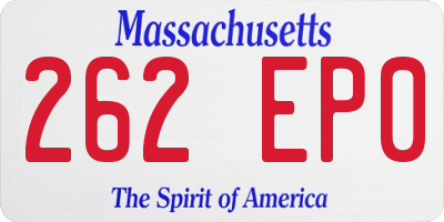 MA license plate 262EP0