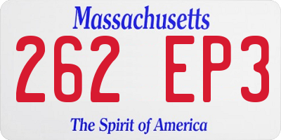 MA license plate 262EP3