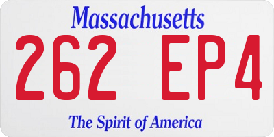 MA license plate 262EP4