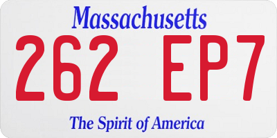 MA license plate 262EP7