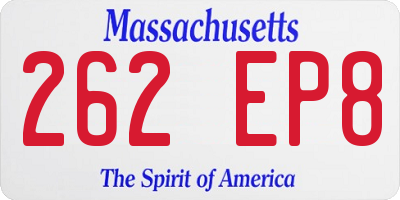 MA license plate 262EP8