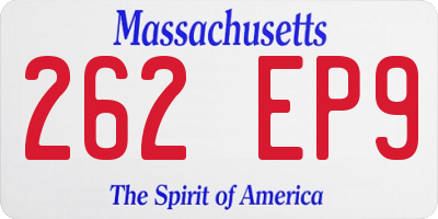 MA license plate 262EP9