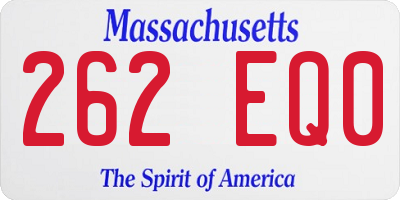 MA license plate 262EQ0
