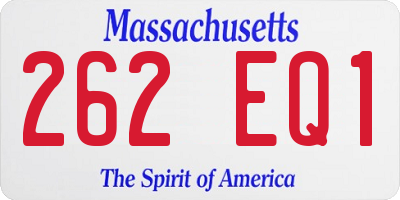 MA license plate 262EQ1
