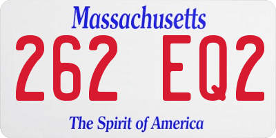 MA license plate 262EQ2