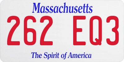 MA license plate 262EQ3