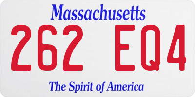 MA license plate 262EQ4