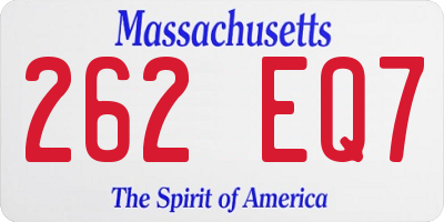 MA license plate 262EQ7