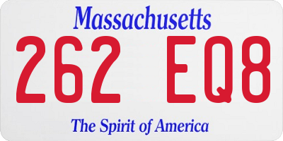 MA license plate 262EQ8