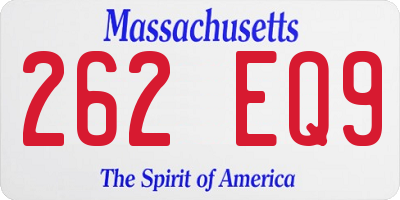 MA license plate 262EQ9