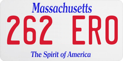 MA license plate 262ER0